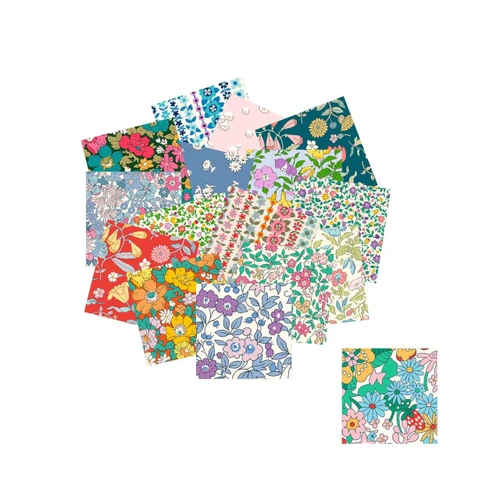 Liberty Everlasting 2.5 inch mini charm pack with 40 studio-cut floral fabric squares from all 20 designs in the collection
