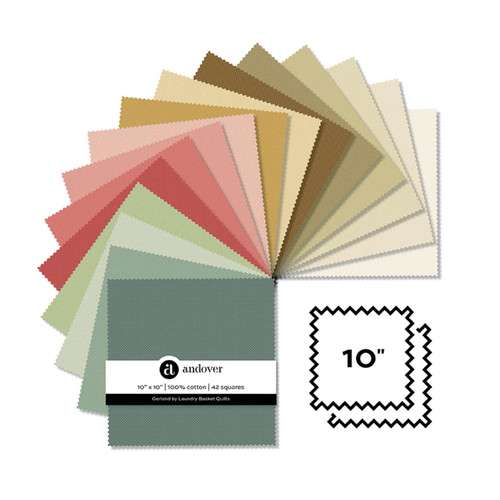 Garland 10 inch squares by Laundry Basket Quilts for Andover Fabrics with 42 precut quilting cotton squares