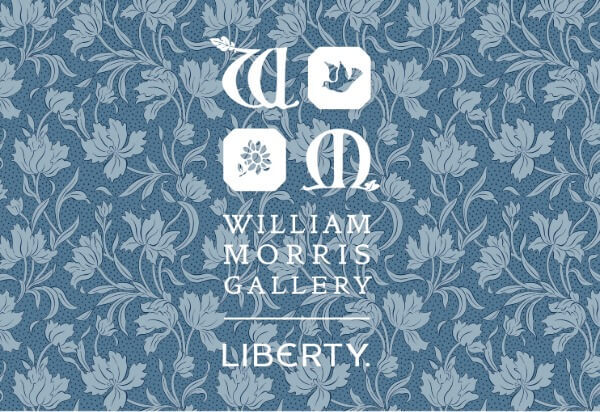 Image of Liberty fabric background from the Craft Garden Collection with William Morris Gallery by Liberty text