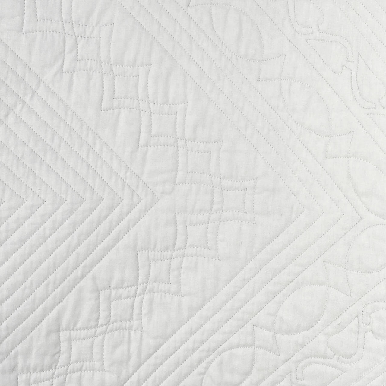 Image of a white quilt with quilting designs using quilting stencils