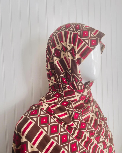 Beige, Brown & Red Jersey Hijab