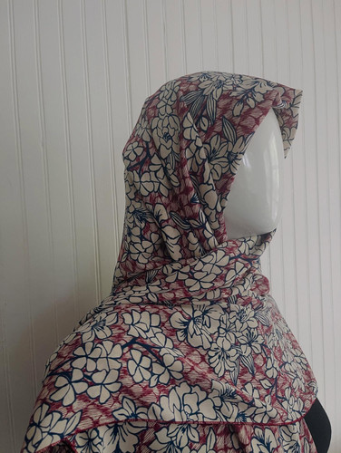 Burgundy & Navy Floral Georgette Hijab