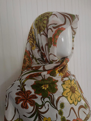 Yoryu Chiffon Mixed Floral Green Hijab