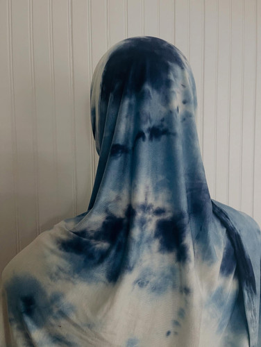 Rayon Jersey Tie Dye Light Blue & Navy Shayla (Rectangle) Rayon Jersey Tie Dye Light Blue & Navy Shayla (Rectangle)