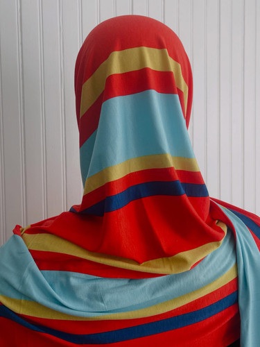Red Stripe Knit Hijab