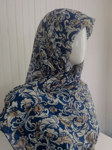Navy Scroll Yoryu Chiffon Hijab