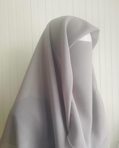 Pebble Georgette 45" Square Hijab with matching Half Niqab - Grey