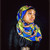 African Print Chiffon Hijab - Blue & Yellow