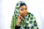 Lime AFRICAN PRINT HIJAB - DROPS N & L (CHIFFON) (AFP D) left side view