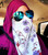 Poly Crepe Floral Printed Half Niqabs - Face Veils left side view