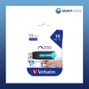 Image of a Verbatim Store'n'Go V3 USB 3.0 Drive 16GB in Caribbean Blue 49176 front view in packaging