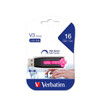 Verbatim Store'n'Go V3 USB 3.0 Drive 16GB in Hot Pink 49178 front view of drive in packaging Verbatim Store'n'Go V3 USB 3.0 Drive 16GB in Hot Pink 49178 front view of drive in packaging