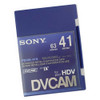 Image of a Sony HDV DV AME 63min DVCAM 41min mini DV PDVM-41N in case front angled view