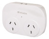 Verbatim Dual USB White Charger with Double Adapter 66595 front angled left view