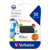 Image of a Verbatim Store'n'Go Pinstripe USB 2.0 Drive 32GB with Microban - Black 66780 in packaging