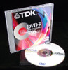 TDK DVD-R Single-Sided 3.95GB Disc in a Jewel Case (DVD-R395S) view of packaging & disc below