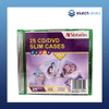 Verbatim CD, DVD & BluRay 5 Colour Slim Jewel Cases 25 Pack 41854 front view with packaging