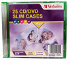 Verbatim CD, DVD & BluRay 5 Colour Slim Jewel Cases 25 Pack 41854 front view with packaging