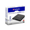 Verbatim CD/DVD Black External Slimline Mobile Drive USB 2.0 98938 front view of the packaging angled back to the right