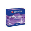 Verbatim DVD+R Dual Layer (DL) 5 Pack in jewel cases 43541 angled view in packaging