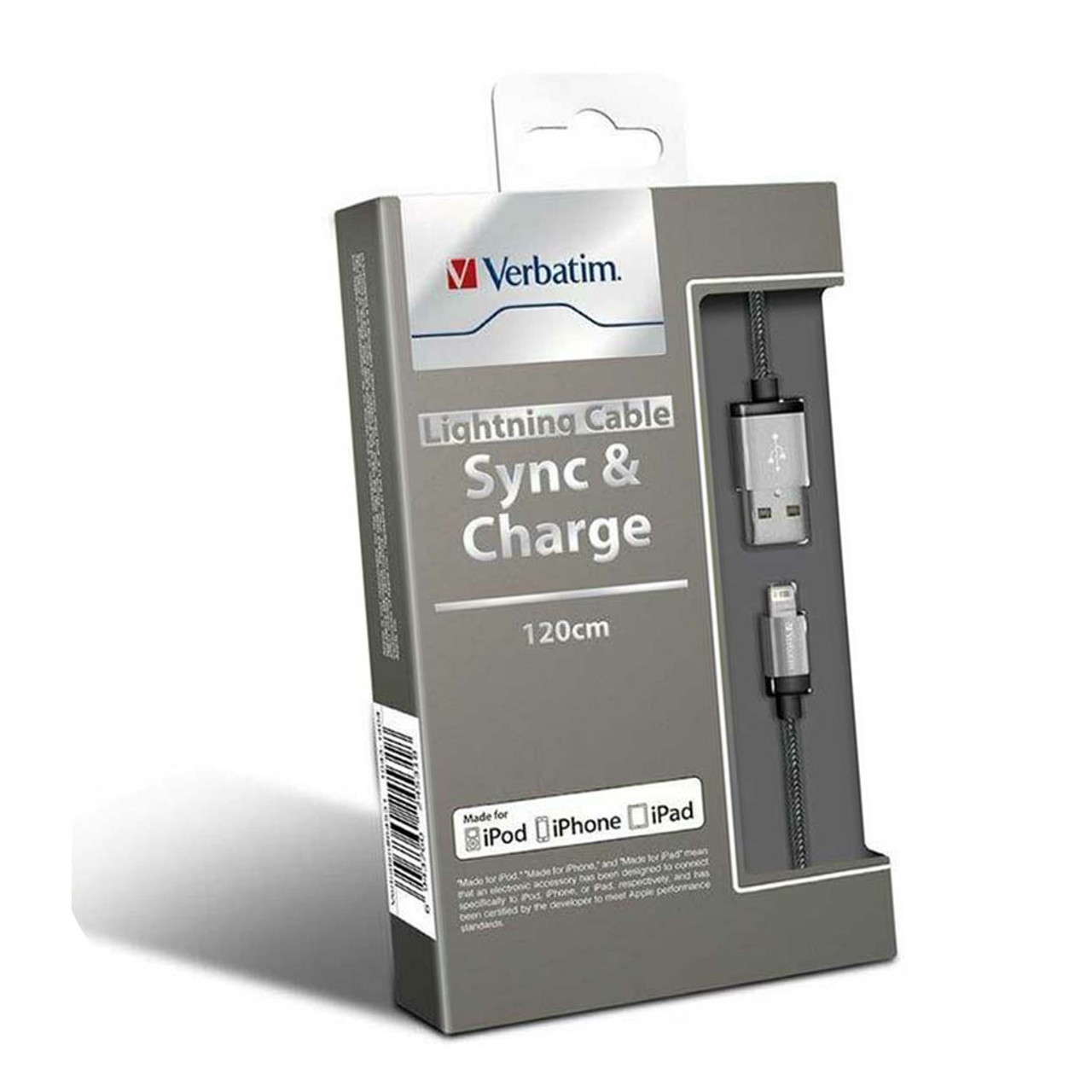 Verbatim Silver Metallic Charge & Sync Lightning Cable 120cm 64531