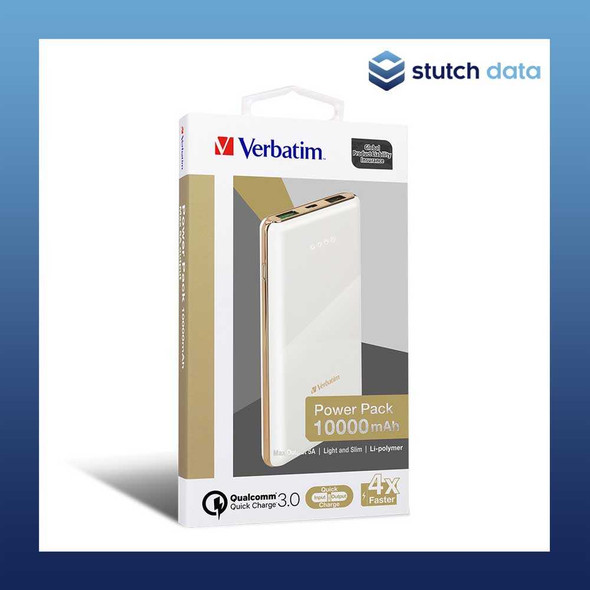 Verbatim Dual Output 5A/3A QC3.0 Power Pack 10,000mAh - White & Gold 65534