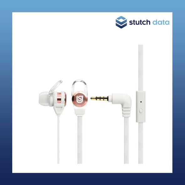 Verbatim Urban Sound In Ear Headphones in white and rose gold 66121
