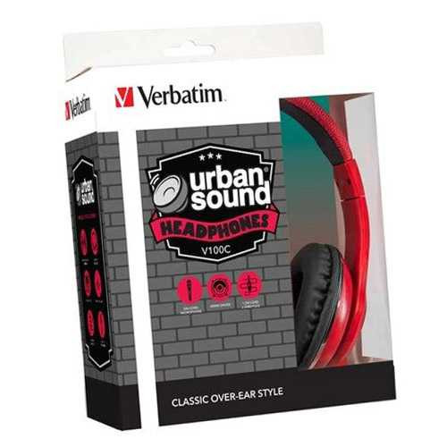 Verbatim Stereo Headphone Classic with Microphone - Red 65067
