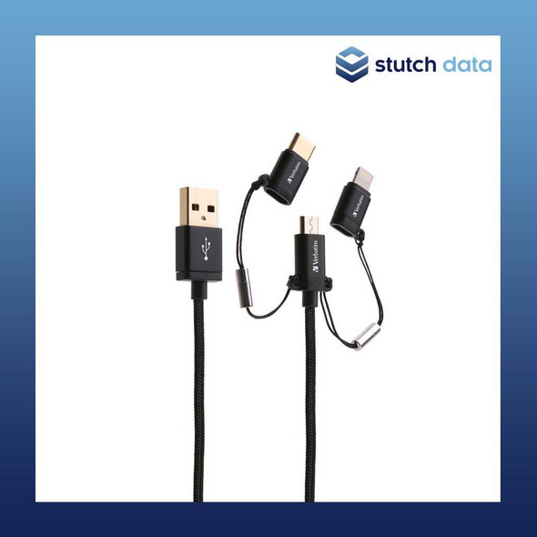 Verbatim Metallic Charge&Sync 3-in1 Micro+Lightning+USB-C-Black 120cm 65385
