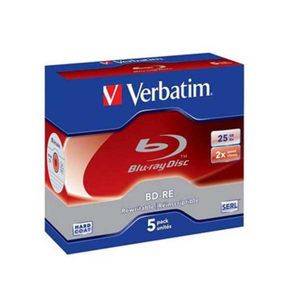 Verbatim Blu-Ray BD-RE 25GB 5 RW discs in jewel cases 43615