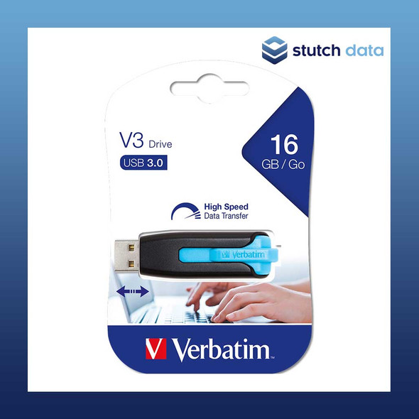 Image of Verbatim Store'n'Go V3 USB 3.0 Drive 16GB - Caribbean Blue 49176