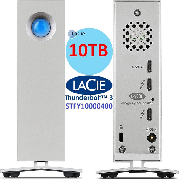 Lacie d2 Thunderbold 3 Professional Desktop Storage 10tb USB-C External Hard Drive STFY10000400
