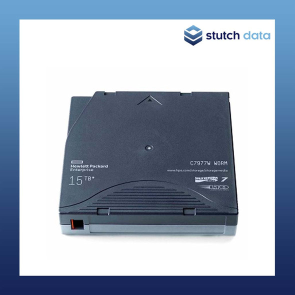HPE LTO-7 Ultrium WORM Data Cartridge C7977W view of the tape cartridge