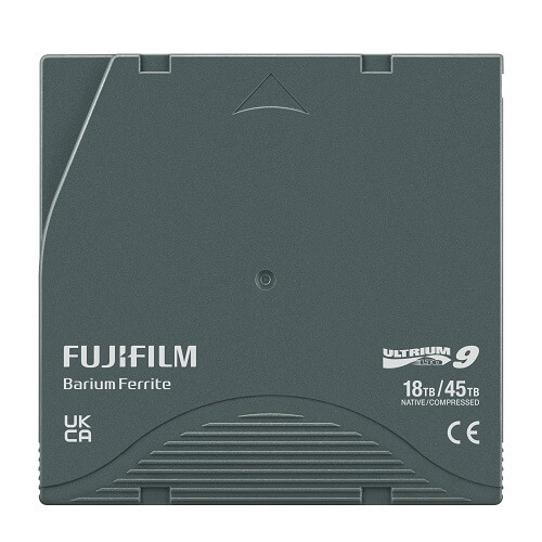 Fujifilm LTO9 Ultrium 18TB/45TB Data Cartridge 71045 front view of cartridge without case