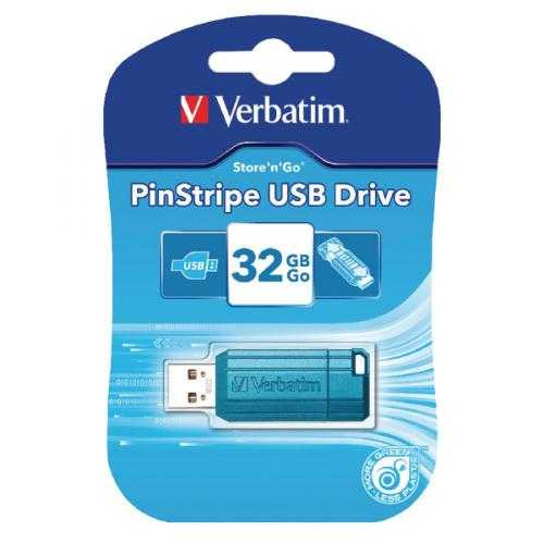 Verbatim Store'n'Go 32GB Pinstripe USB 2.0 Drive in Caribbean Blue 49057