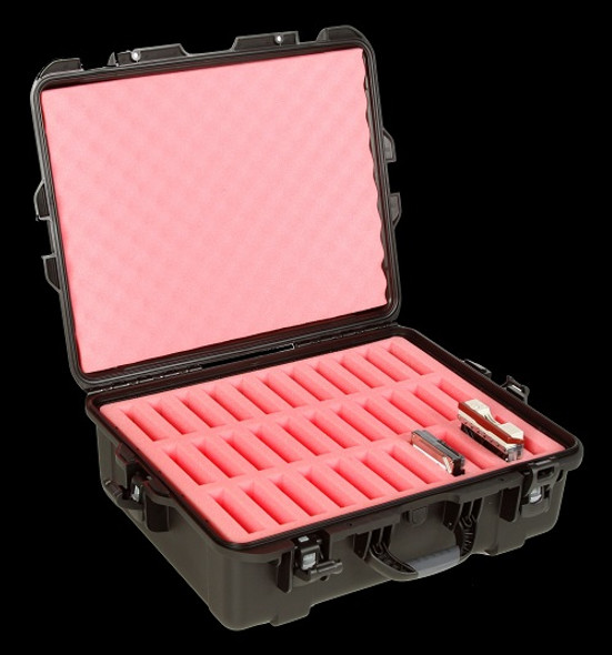 Image of a Turtle Waterproof 549 3.5" Hard Drive Case with 33 Long Slots 07-549003 with a black background