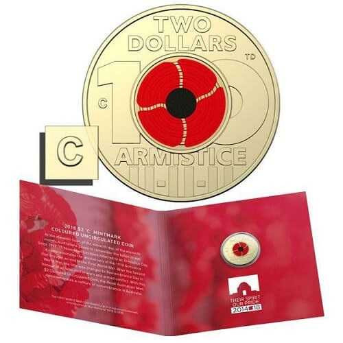 2018 RAM $2 Red Poppy 'C' Mintmark Remembrance Day Armistice Centenary Coin in a RAM card