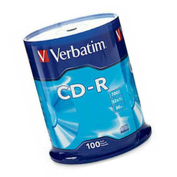 Verbatim CD-R 100 Disc Spindle 94554 front view in packaging angled to the left