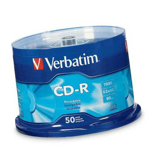 Verbatim CD-R 50 Disc Spindle 94691 front view in packaging angled to the left