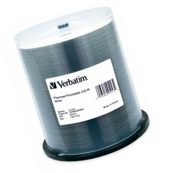 Image of a Verbatim CD-R 100 Disc Spindle White Thermal Printable 95253