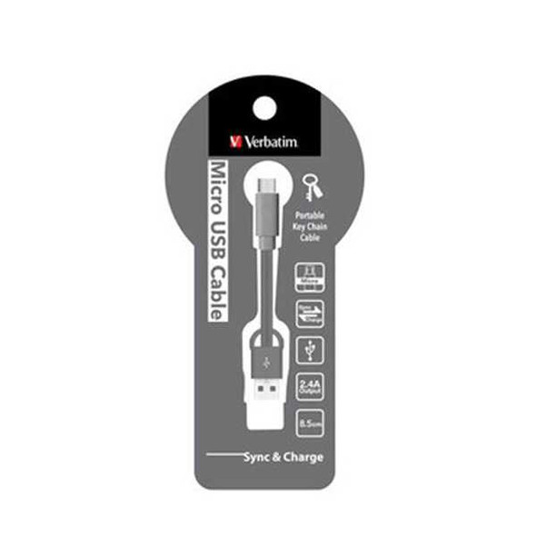 Verbatim Micro USB Charge & Sync Keychain Cable Graphite 8.5cm 64945