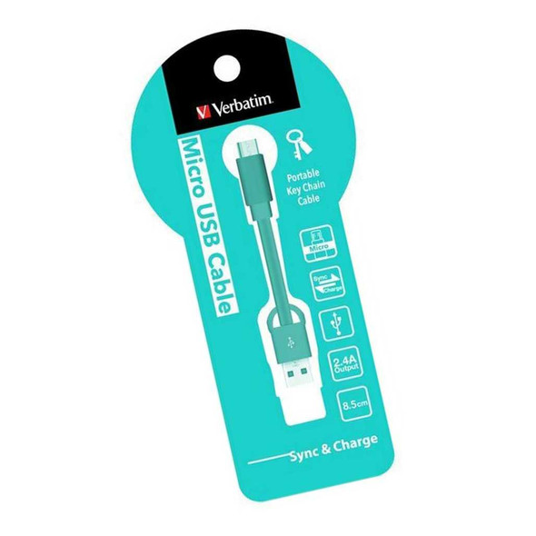 Verbatim Micro USB Charge & Sync Keychain Cable Aqua 8.5cm 64946