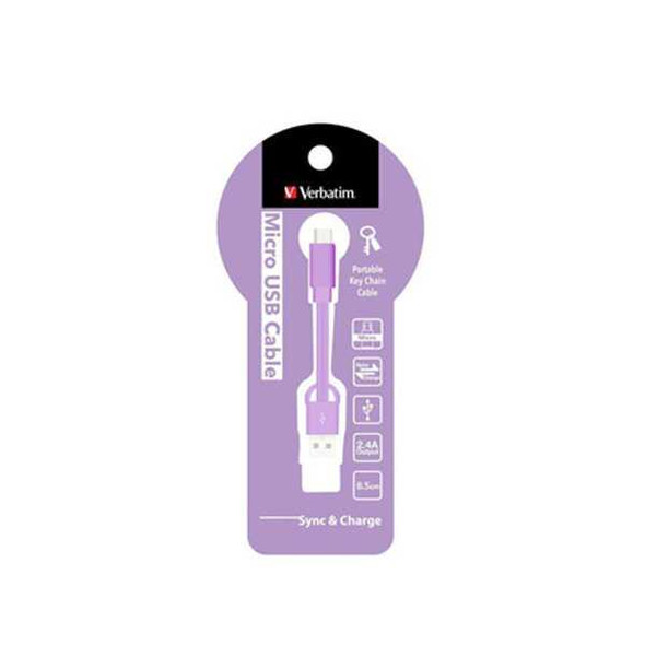 Verbatim Micro USB Charge & Sync Keychain Cable Purple 8.5cm 64947