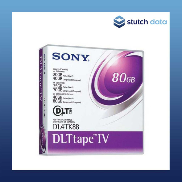Sony DLT tape 1V Data Cartridge DLT4TK88 view of the tape case & the packaging