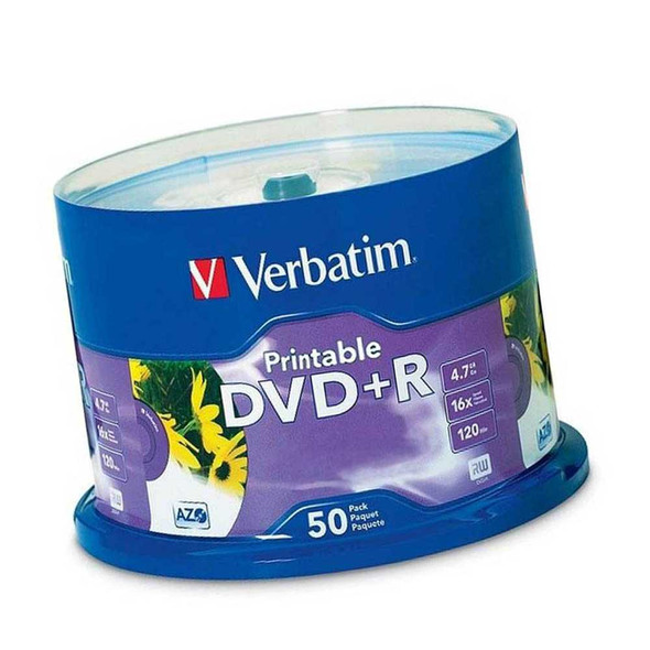Verbatim DVD+R 50 Disc Spindle White Inkjet Printable 95136