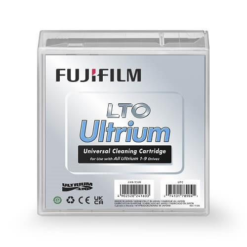 Fujifilm LTO Ultrium Universal Cleaning Cartridge 71015 front view in case with packaging
