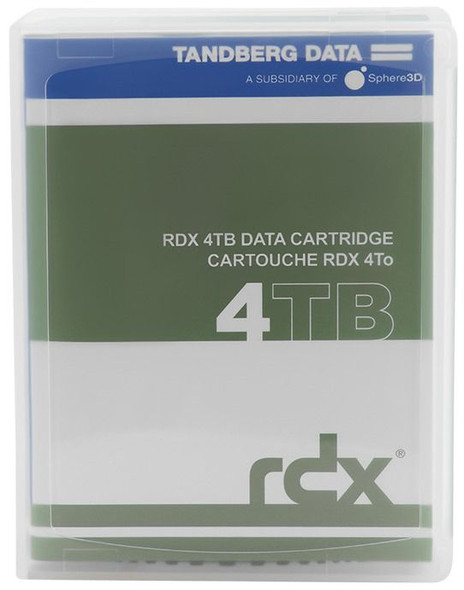 Tandberg RDX 4TB Cartridge 8824-RDX front view in packaging and case Tandberg RDX 4TB Cartridge 8824-RDX front view in packaging and case