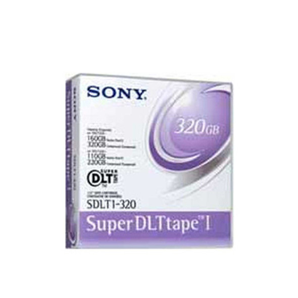 Sony SuperDLTtape 1 Data Cartridge SDLT1-320 front view of tape case & packaging