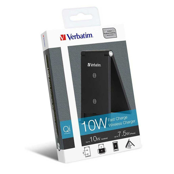 Verbatim 10W Wireless Charging Stand (2 Coils) - Black 65945