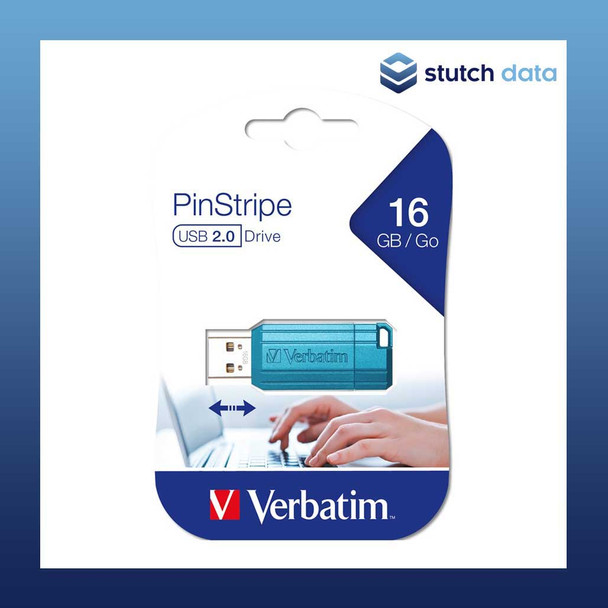 Image of Verbatim Store'n'Go Pinstripe USB 2.0 Drive 16GB - Caribbean Blue 49068